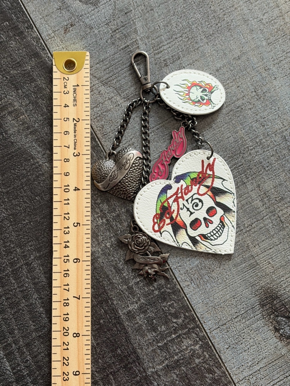Ed Hardy by Christian Audigier Multi-Charm Bag Charm / Keychain – Y2K NWT - Picture 2 of 6